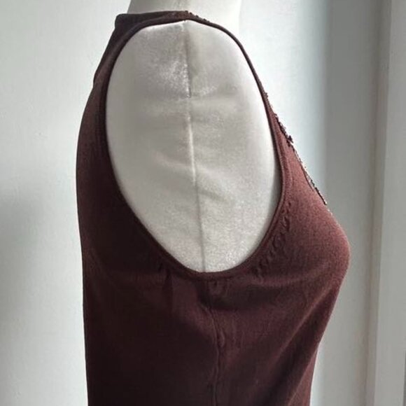 MARIE CLAIRE Chocolate Brown Embellished Sleeveless Ombré Top – US S - Picture 5 of 7